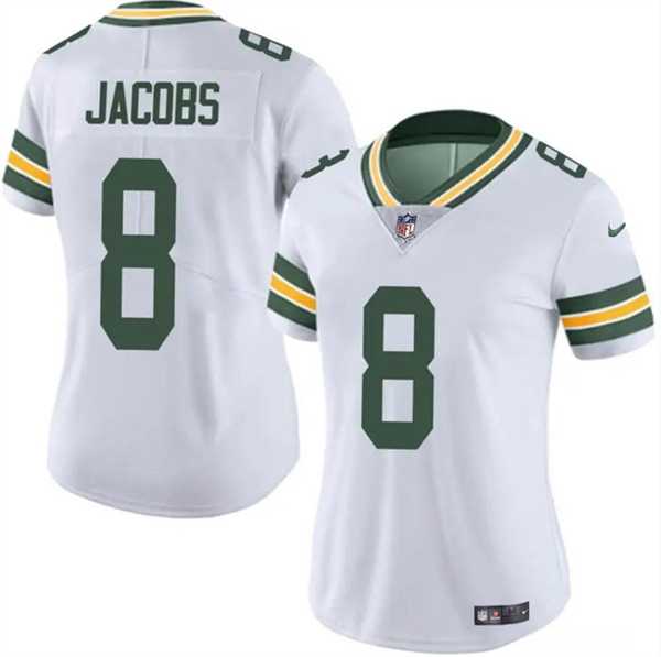 Womens Green Bay Packers #8 Josh Jacobs White Vapor Untouchable Limited Stitched Jersey Dzhi